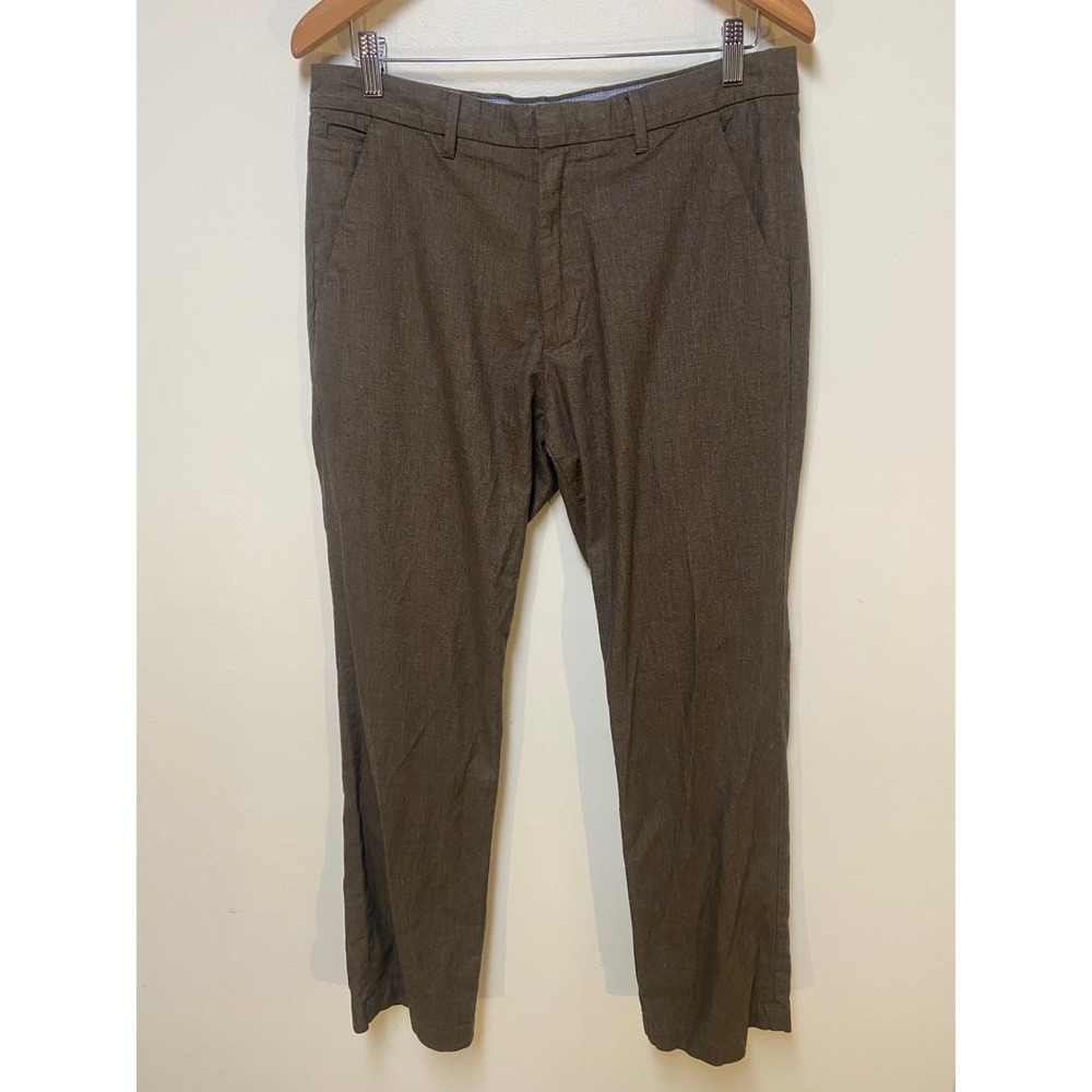 Banana Republic Straight Fit Pants Mens 31x30 Brown Glen Plaid Cotton Trousers